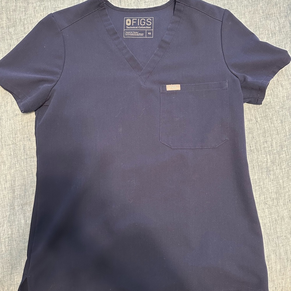 Navy Fig Scrub Top XS